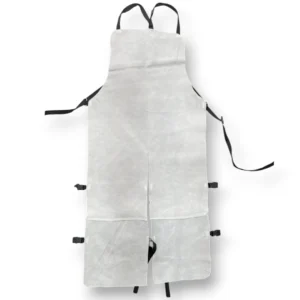 Delantal de carnaza blanco con correas de nylon y hebillas