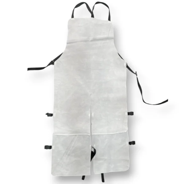 Delantal de carnaza blanco con correas de nylon y hebillas