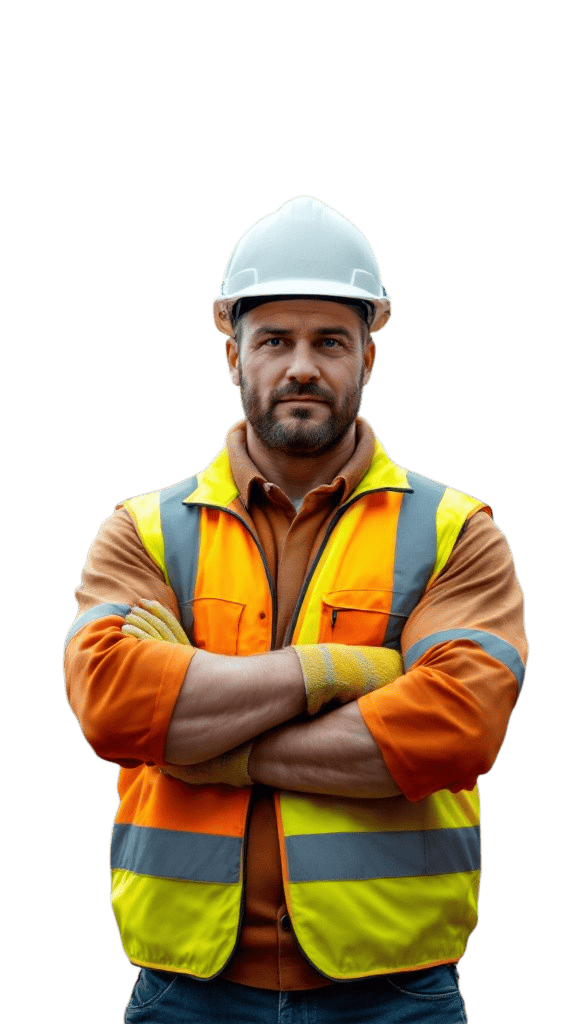 Obrero con las manos cruzadas